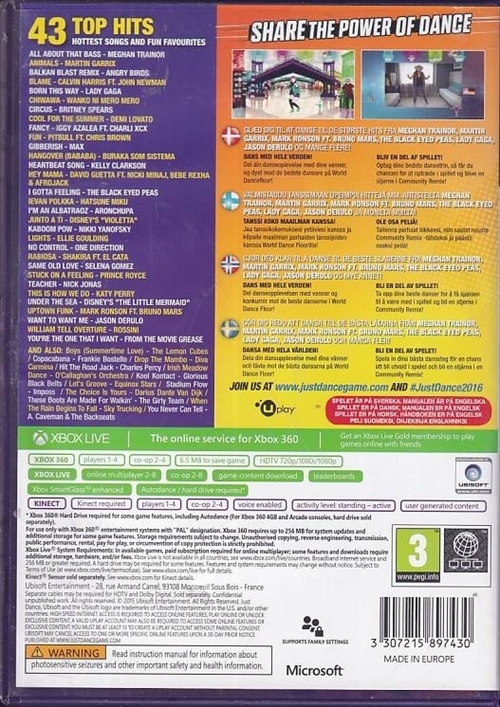 Just Dance 2016 - XBOX 360 (B Grade) (Genbrug)